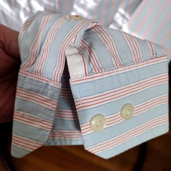 Banana Republic Men's Camden Slim Fit Button Down Shirt Lt Blue Red StripeS S - Picture 5 of 5